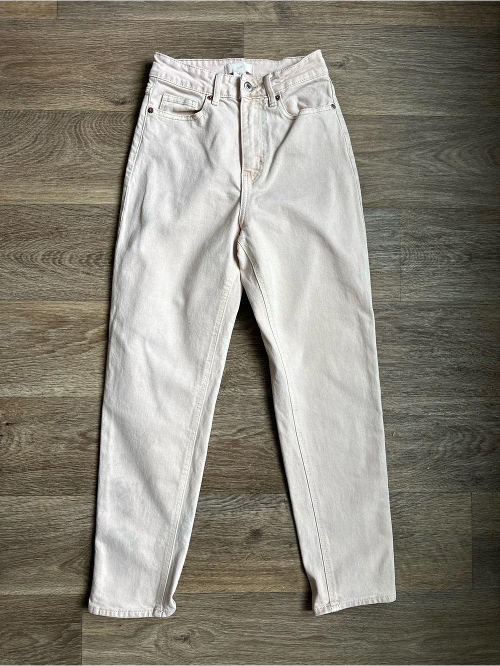 H&M Women’s Size 2 Light Beige High Rise Mom Jeans Casual Denim